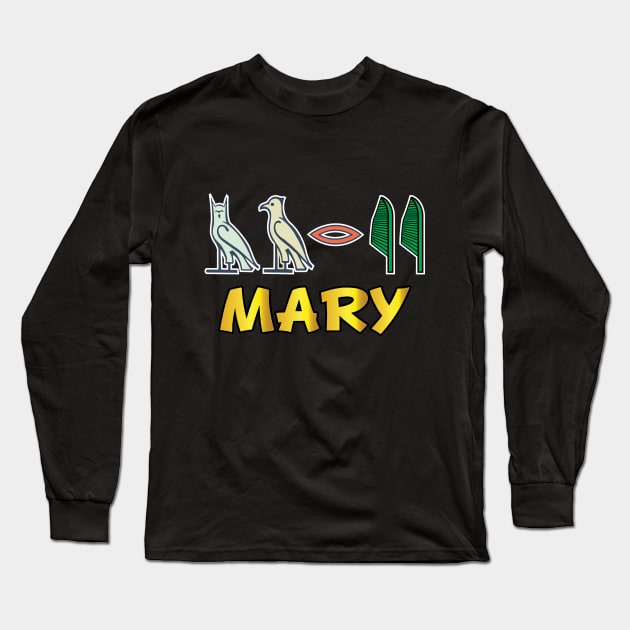 MARY-American names in hieroglyphic letters,  a Khartouch Long Sleeve T-Shirt by egygraphics